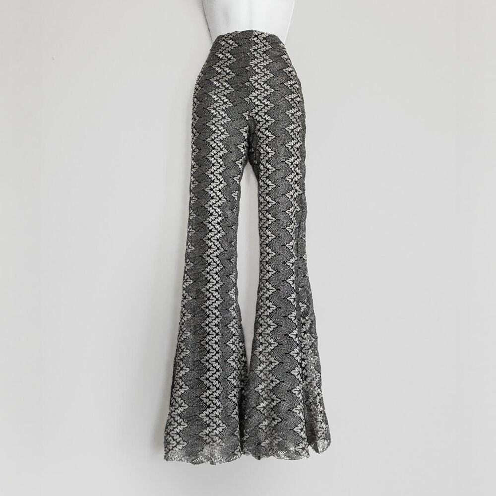 Silver and black Chevron Flare Pants